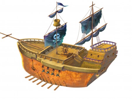 Brown And Blue Galleon Clip Art