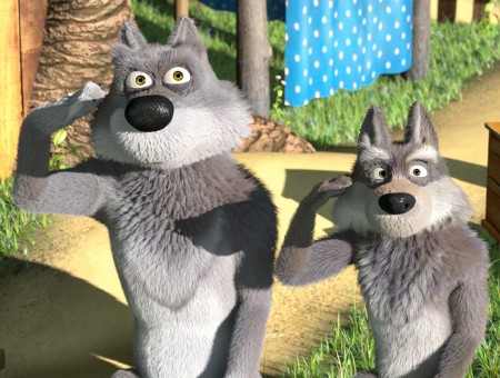 Gray Wolf Cartoon Character