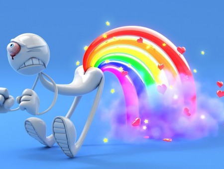 Man White Character With Rainbow Fart