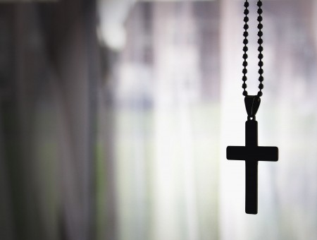 Silhouette Of Black Cross Pendant Necklace