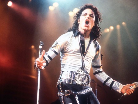 Michael Jackson Holding Microphone