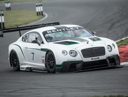 White And Black Bentley Racing Coupe With Black Spoiler