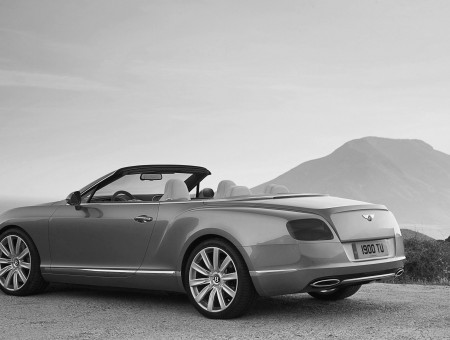 Silver Bentley Convertible Coupe In Grayscale
