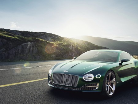 Green Bentley Coupe On The Road