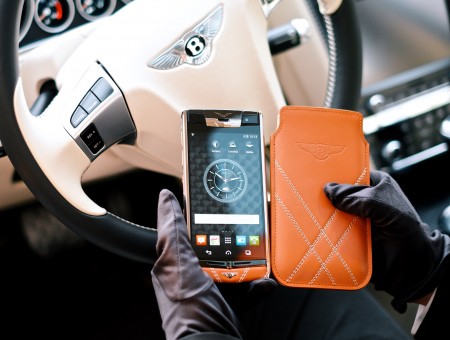 Smartphone With Orange Leather Smartphone Wallet