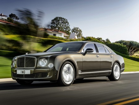 Gray Bentley Continental On The Road
