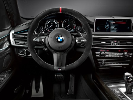 Black BMW Car Steering Wheel Inside Car