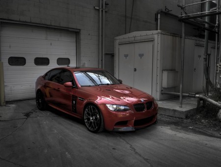 Red BMW In Selective Color Photography
