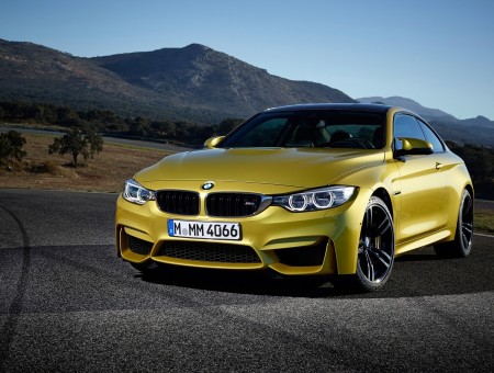 Parked Yellow BMW M4