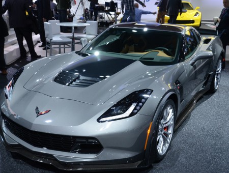 Grey Corvette Sports Coupe On Car Show