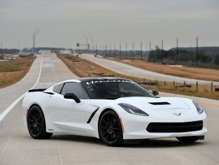 White Sports Car On Highway At Daytime