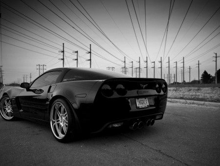 Black Corvette Stingray On Road