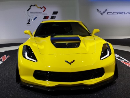 Yellow Corvette Sports Car On Display