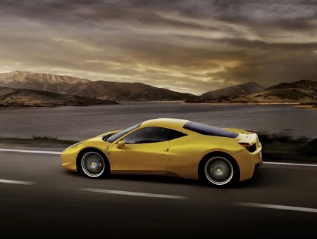 Yellow Ferrari Sports Coupe