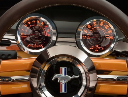 Brown And Chrome Ford Mustang Classic Steering Wheel