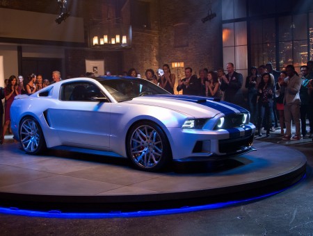 Silver And Blue Ford Shelby Mustang