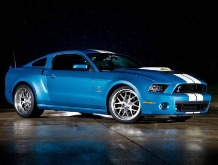 Blue And White Ford Mustang Shelby