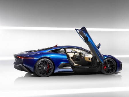 Blue Supercar With Door Opened