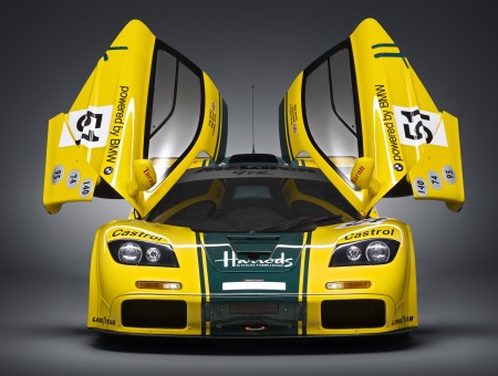 Yellow And Green McLaren Harrods Race Car