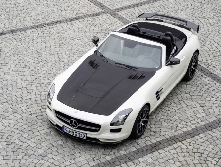 White And Black Mercedes Benz AMG SLS Roadster