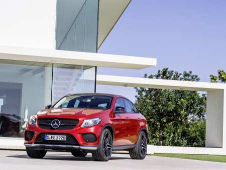 Red Mercedes Benz GLE