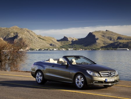 Gray Mercedes Benz Convertible Coupe Near Body Of Water