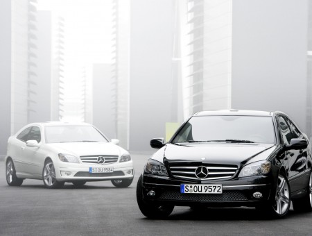 Black And White Mercedes Benz Sedans