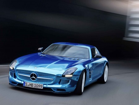 Blue Mercedes Benz SLS AMG
