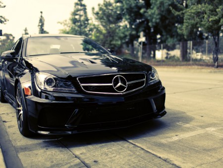 Black Mercedes Benz Car Parked By The Road