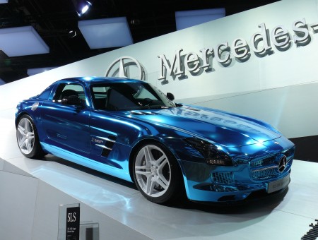 Blue Mercedes Benz Coupe On Display