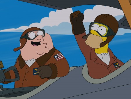Peter Griffin And Homer Simpson Riding On Airplane