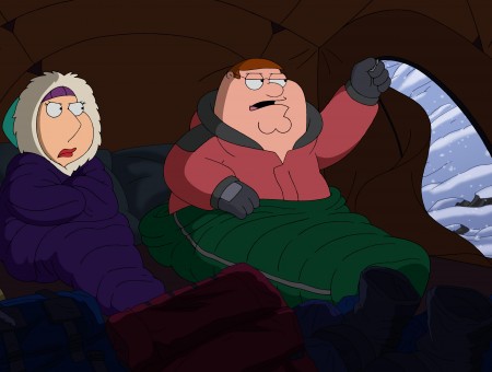 Peter Griffin And Lois Griffin Sitting Inside Tent
