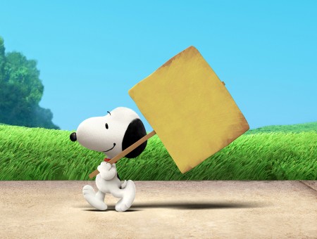 Snoopy Holding Brown Sign Board