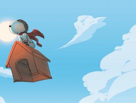 Dog With Cape On Flying Dog House Clip-art