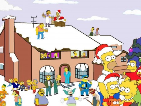Snow Covered House Near The Simpsons Family