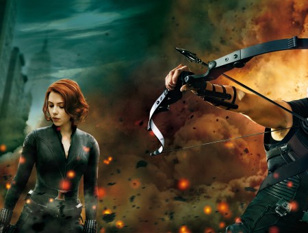 Black Widow And Hawkeye During Battle
