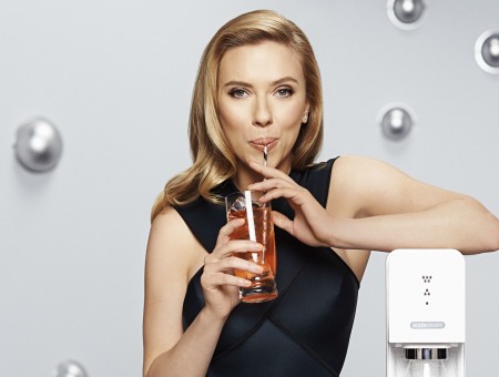 Scarlett Johansson Drinking Juice