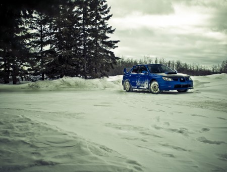Blue Sports Car Subaru Wrx