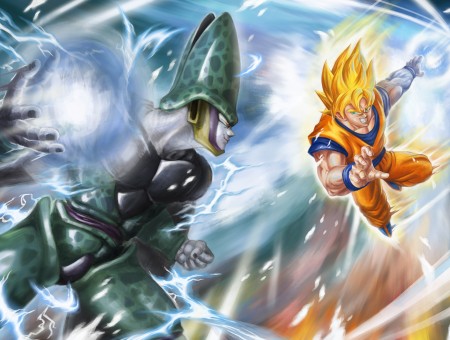 Son Goku Vs. Cell In Super Saiyan Mode