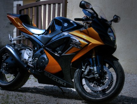 Black And Gold Suzuki Sports Motorcycle
