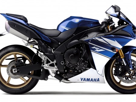 Blue Black And White Yamaha Rj Sports Bike