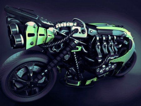 Green And Black Modified Sports Bike