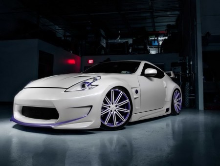 White Nissan 370z Parked Indoors