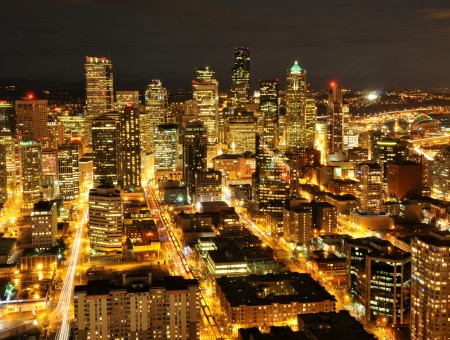 Night Aerial View Of Metropolis