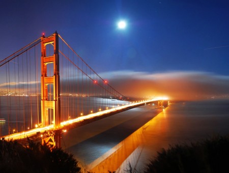 Golden Gate Bridge By Water During Nighttime