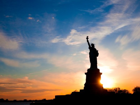 Statue Of Liberty In Sunset