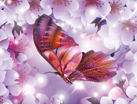 Purple Orange And Pink Butterfly Illustration