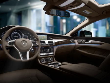Brown Mercedes Benz Multifunction Steering Wheel