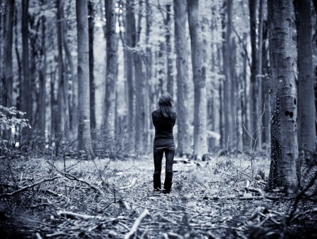 Woman Wearing Black In The Forest