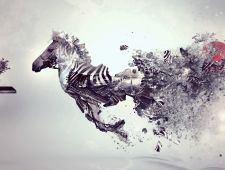 Grey And Black Zebra Horse Artwork